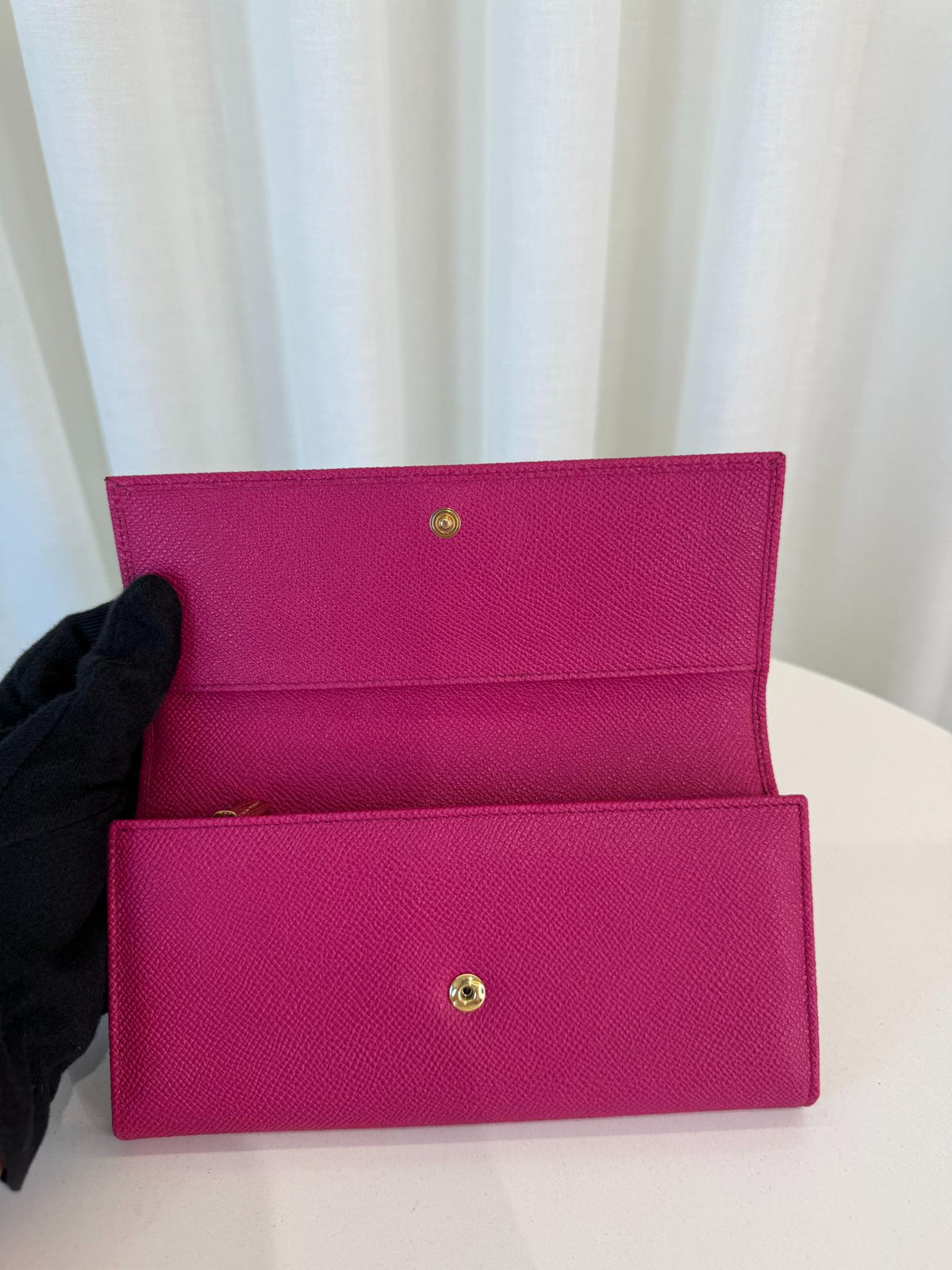 Dolce Gabbana Magenta Dauphine Calfskin Continental Wallet
