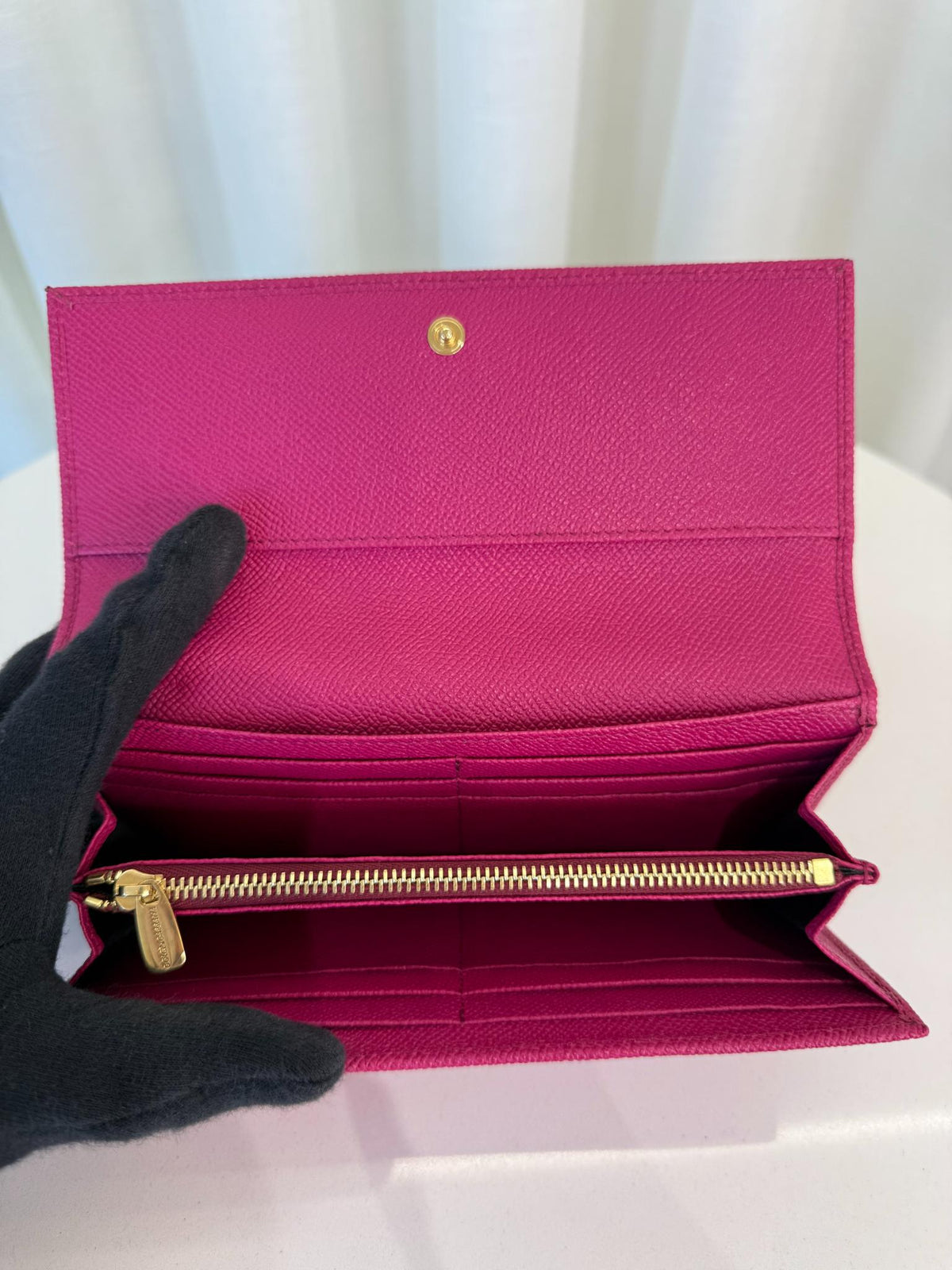 Dolce Gabbana Magenta Dauphine Calfskin Continental Wallet