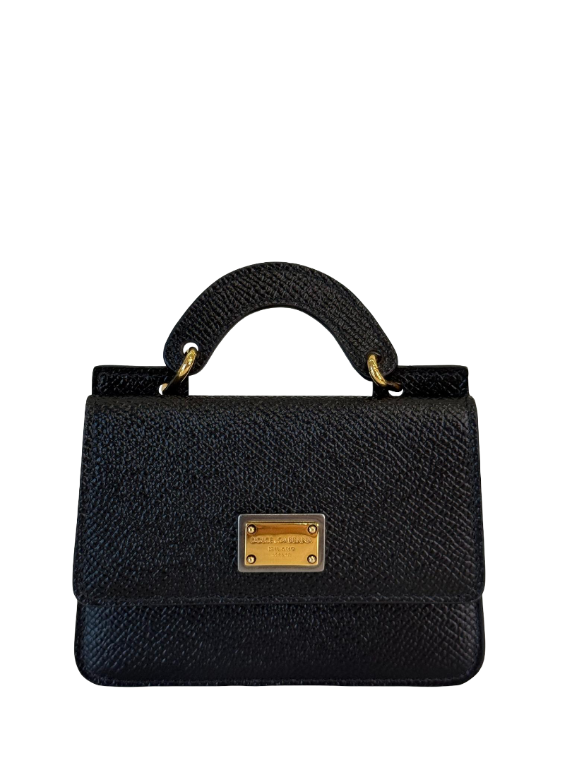 Dolce Gabbana Black Dauphine Calfskin Card Holder