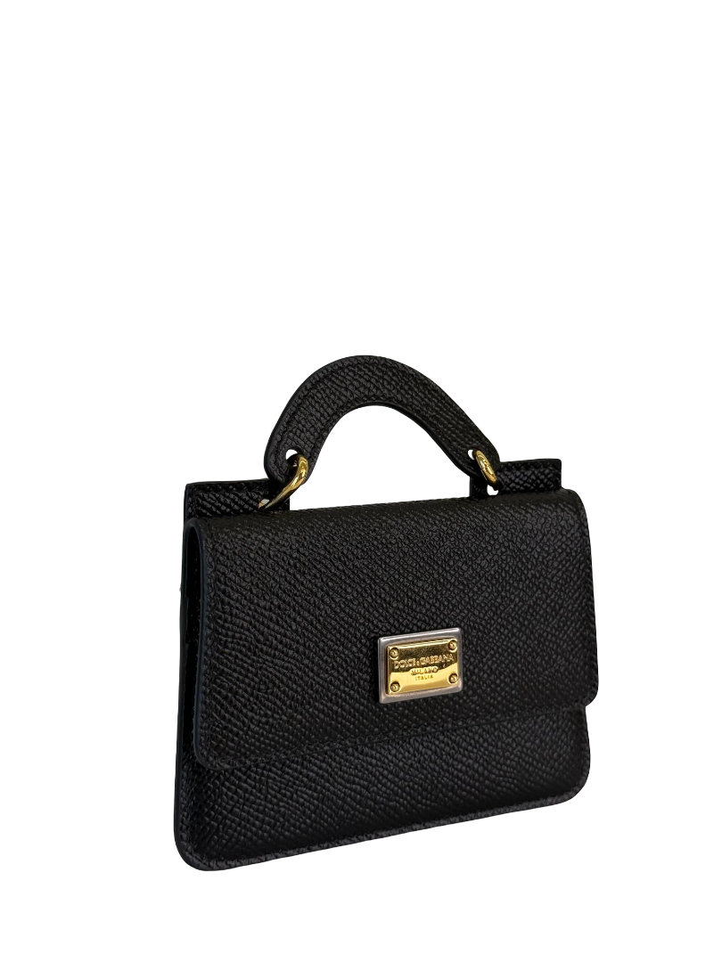 Dolce Gabbana Black Dauphine Calfskin Card Holder