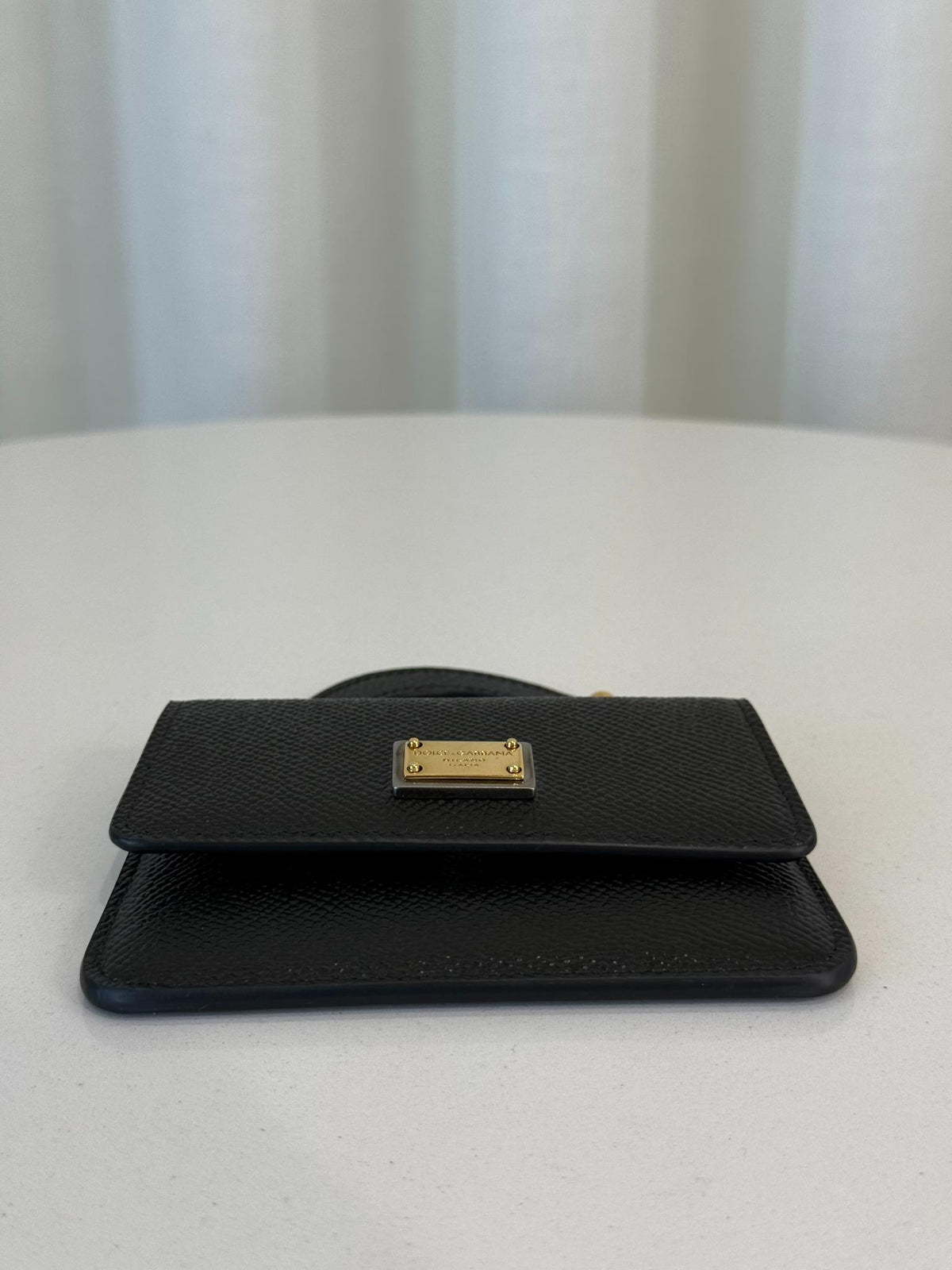 Dolce Gabbana Black Dauphine Calfskin Card Holder