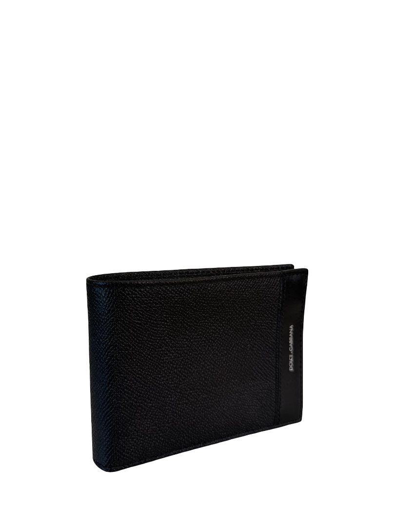 Dolce Gabbana Men's Black Dauphine Leather Bifold Wallet