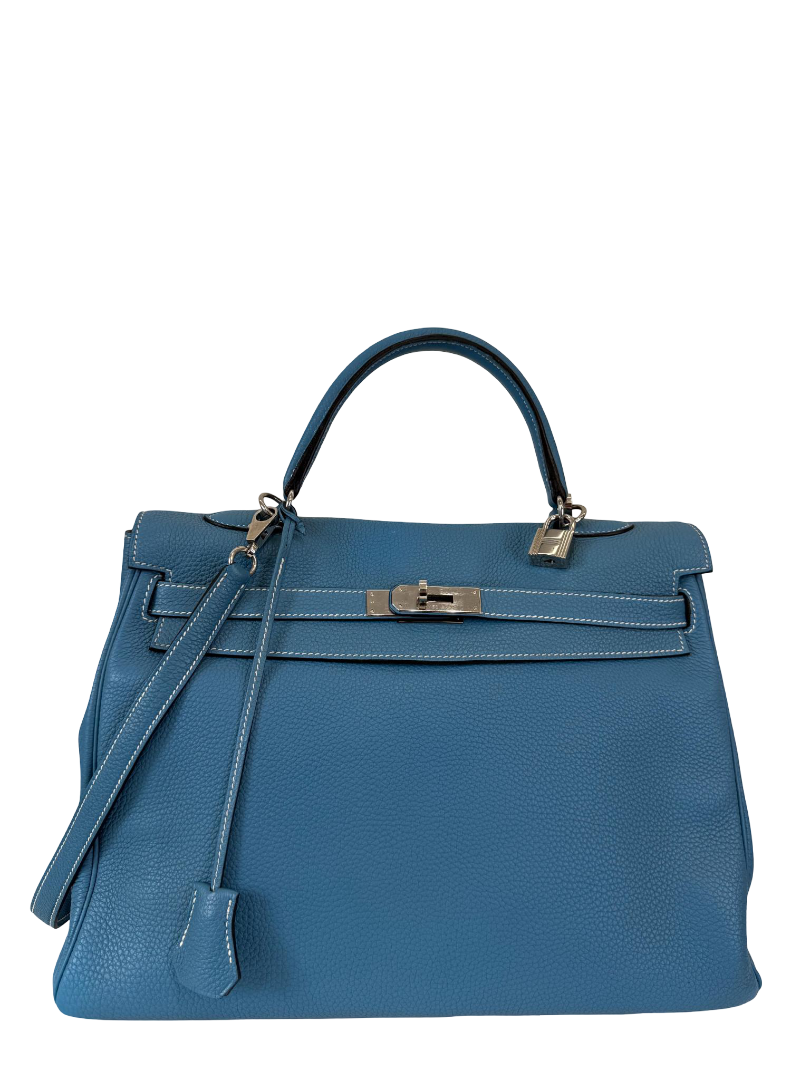 Hermès Kelly Retourne 35 Blue Jean Togo PHW