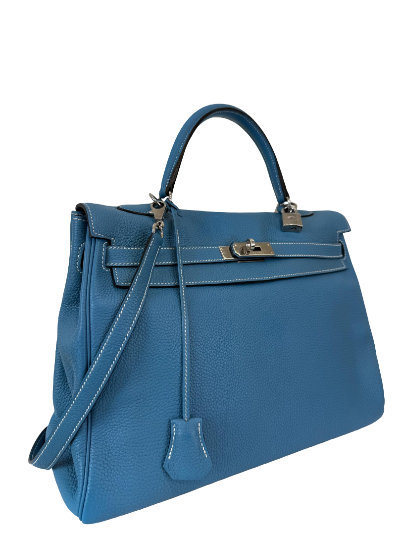 Hermès Kelly Retourne 35 Blue Jean Togo PHW
