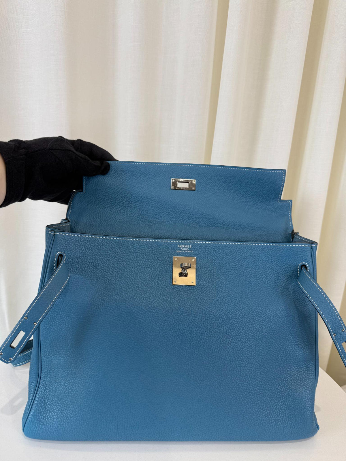 Hermès Kelly Retourne 35 Blue Jean Togo PHW