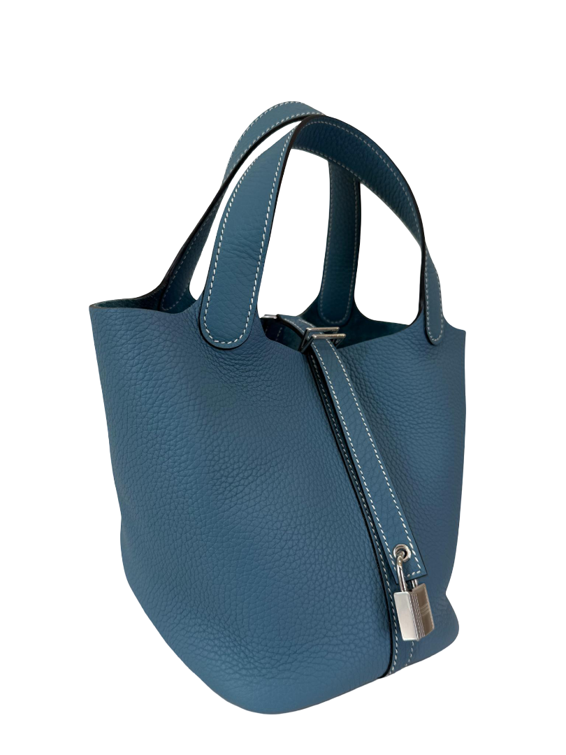 Hermès Picotin Lock 18 Bleu Jean Taurillon Clemence PHW