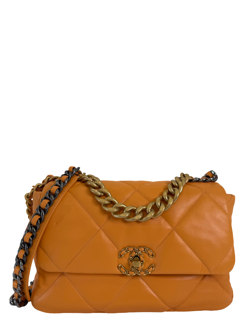 Chanel 19 Orange Quilted Calfskin Medium Handbag