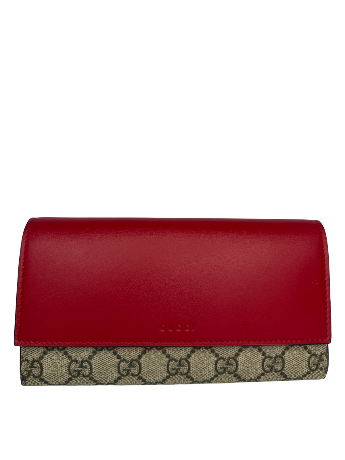 Gucci Beige/Red GG Supreme Canvas and Leather Continental Wallet