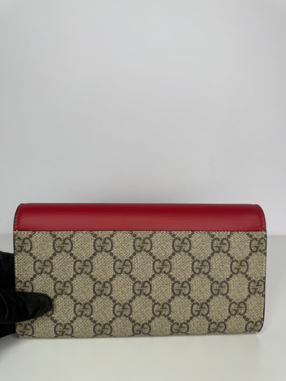 Gucci Beige/Red GG Supreme Canvas and Leather Continental Wallet