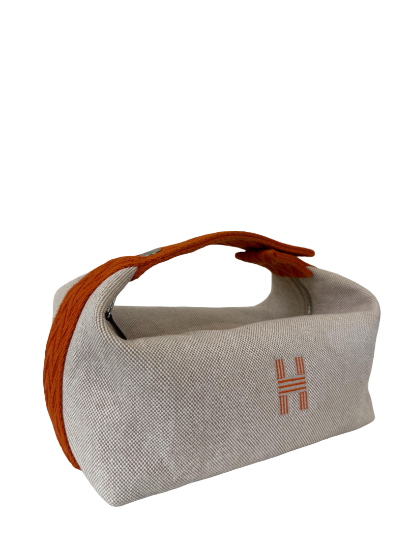 Hermès Bride-a-Brac Beige/Orange Canvas Pouch