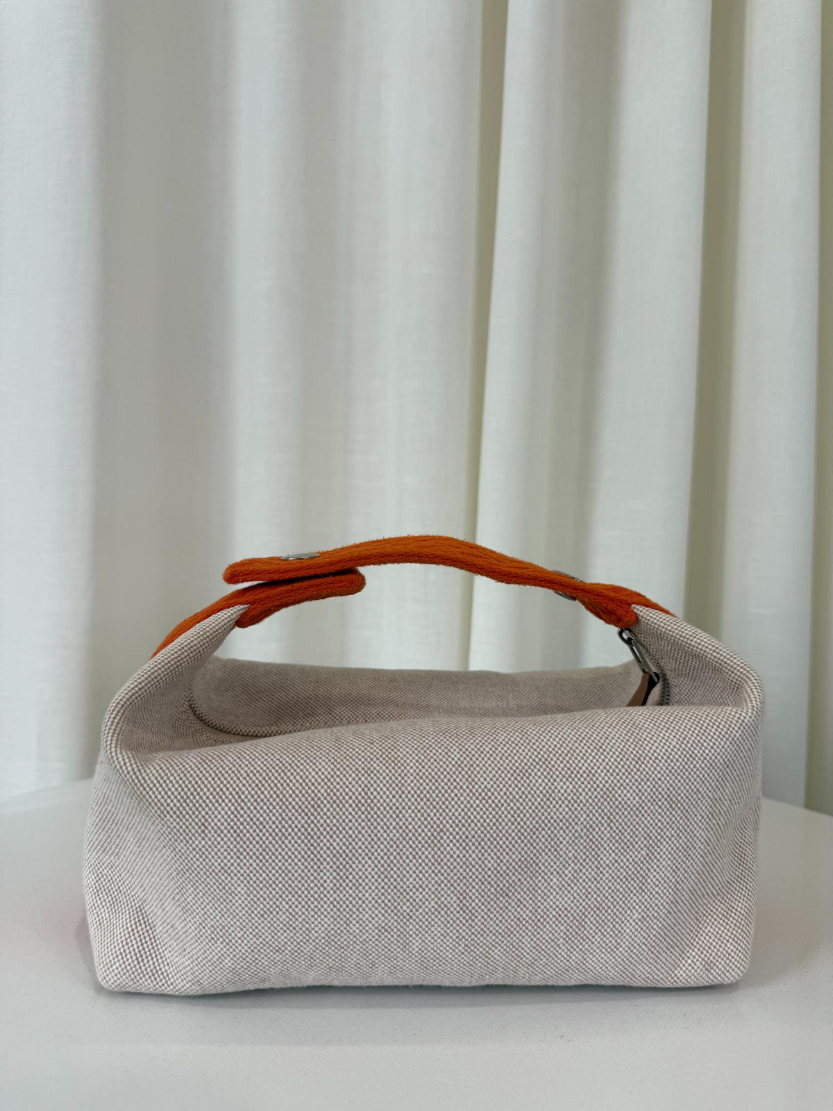 Hermès Bride-a-Brac Beige/Orange Canvas Pouch