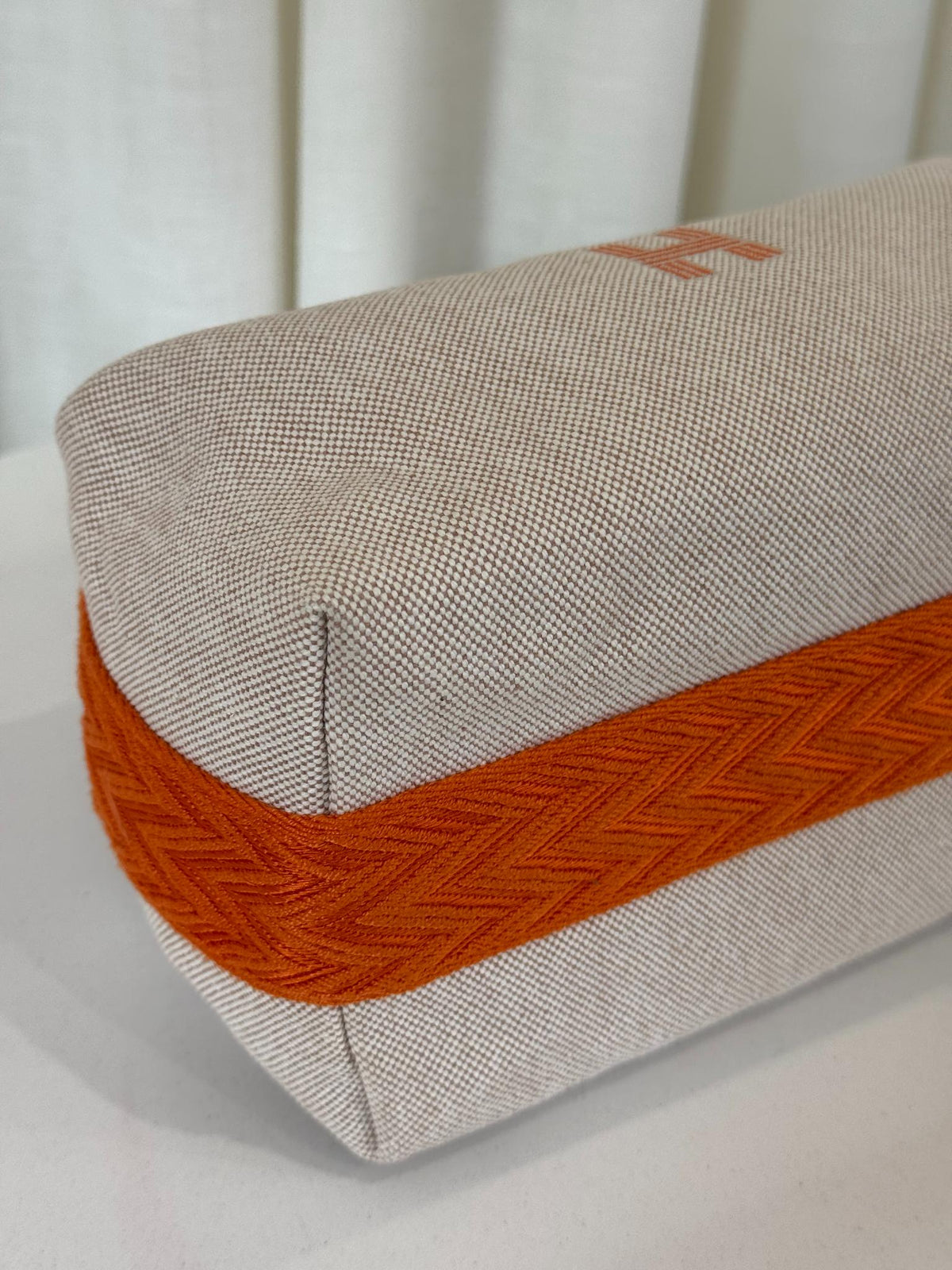 Hermès Bride-a-Brac Beige/Orange Canvas Pouch