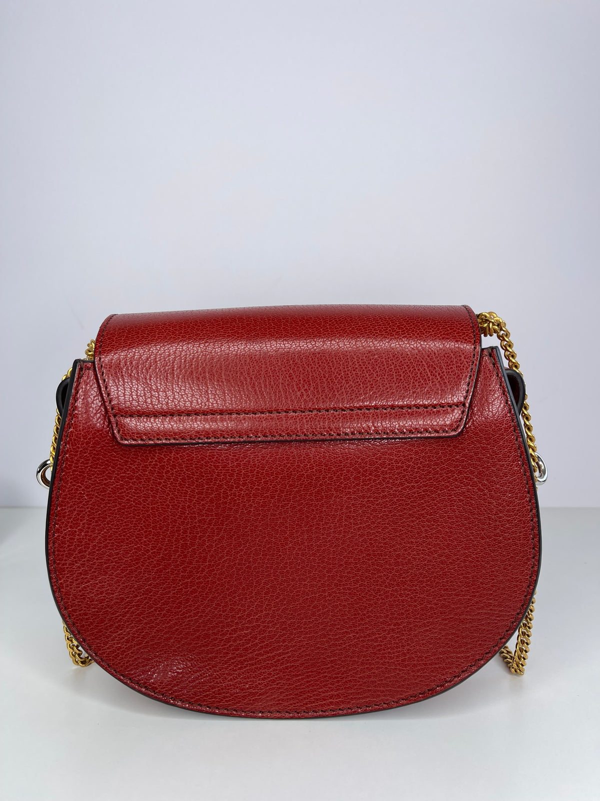 Chloe Red Brown Leather Small Tess Shoulder Bag