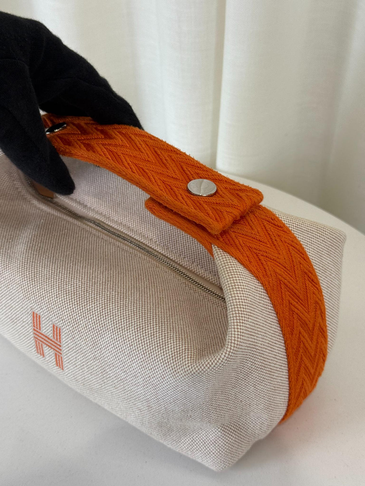 Hermès Bride-a-Brac Beige/Orange Canvas Pouch