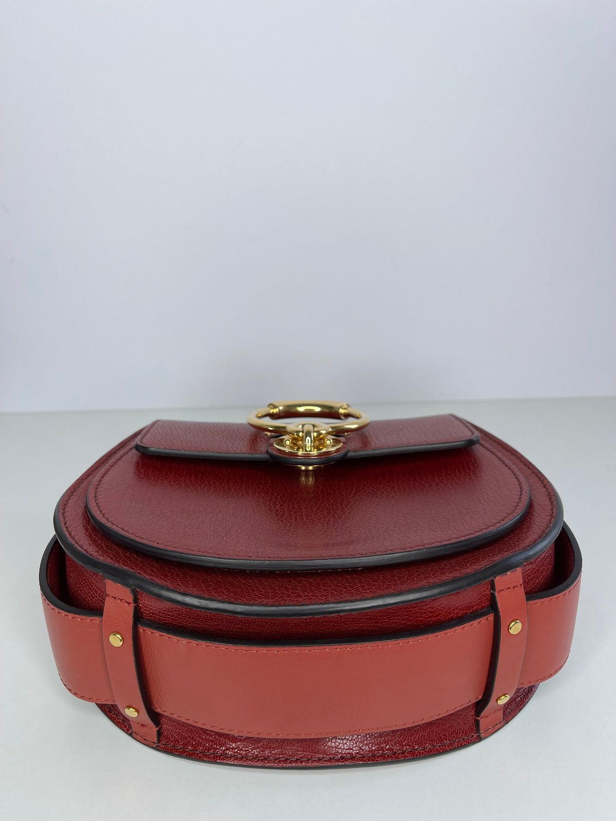 Chloe Red Brown Leather Small Tess Shoulder Bag