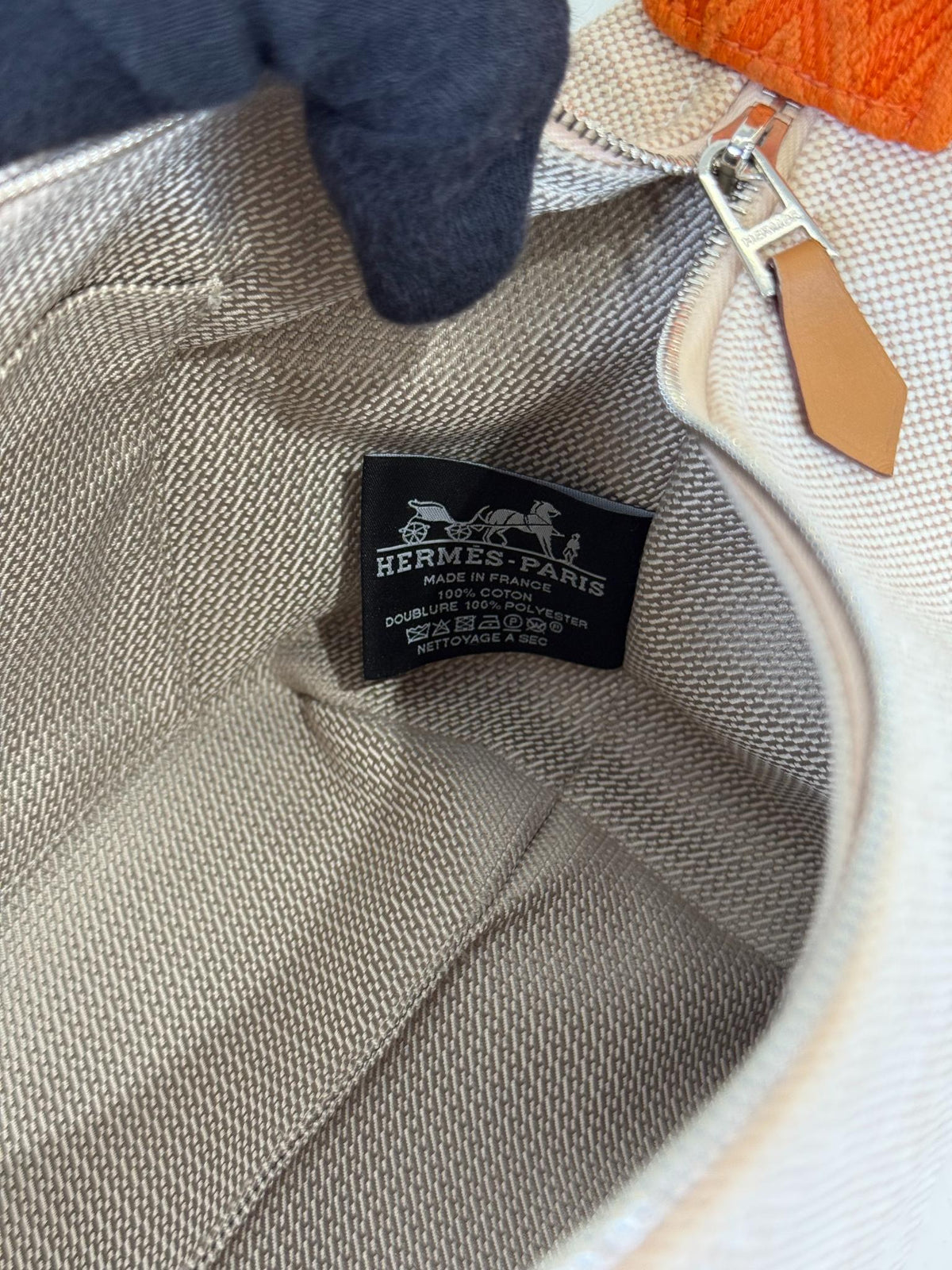 Hermès Bride-a-Brac Beige/Orange Canvas Pouch