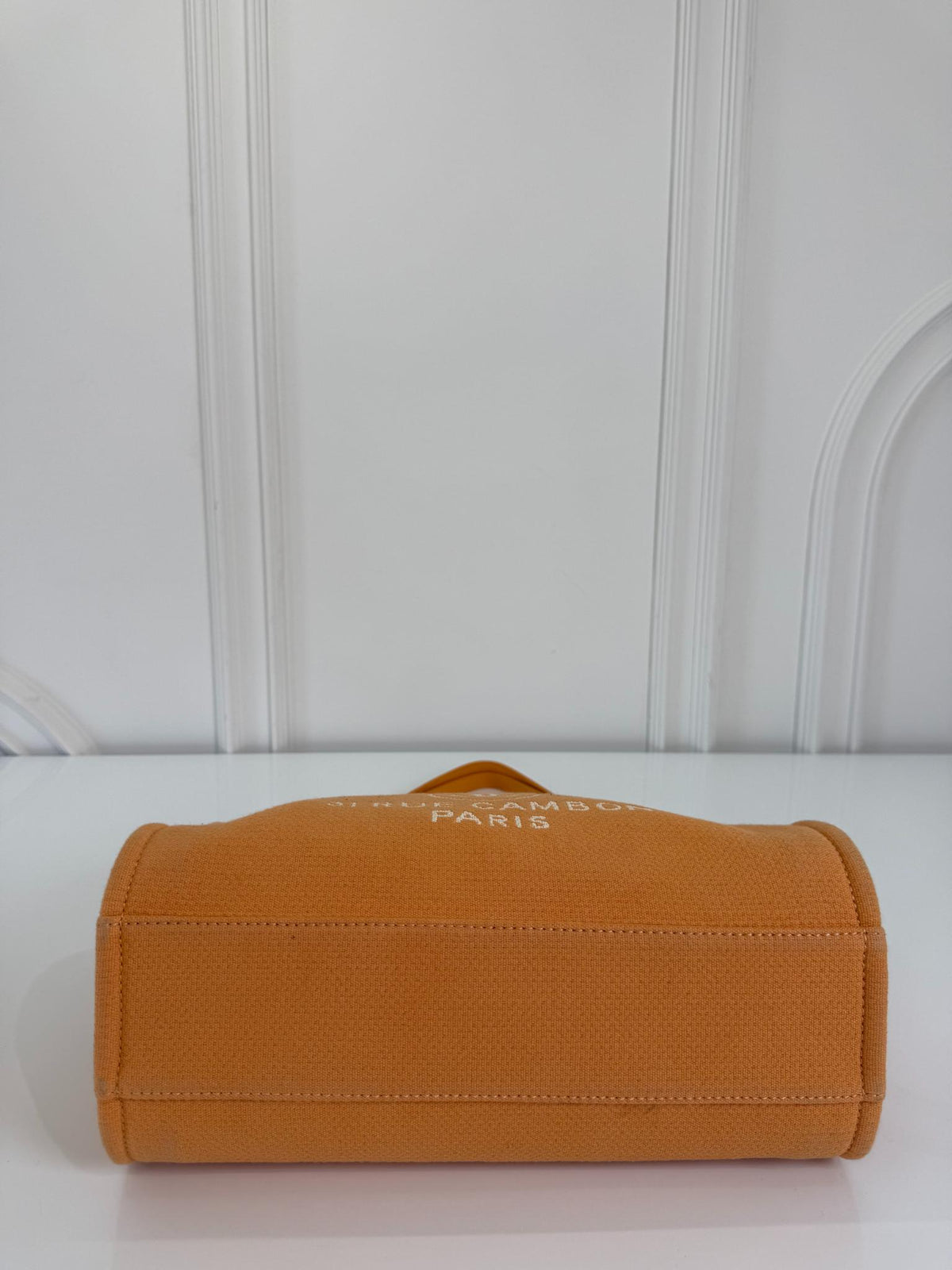 Chanel Deauville Medium Light Orange Canvas Shopping Bag