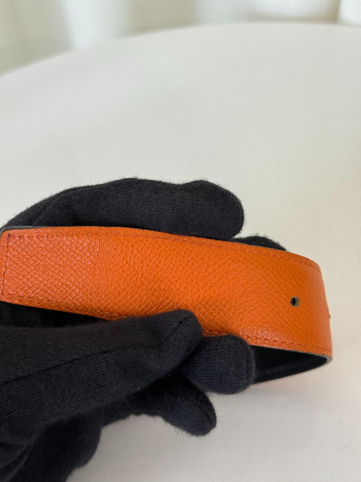 Hermès Black/Orange H-buckle Belt
