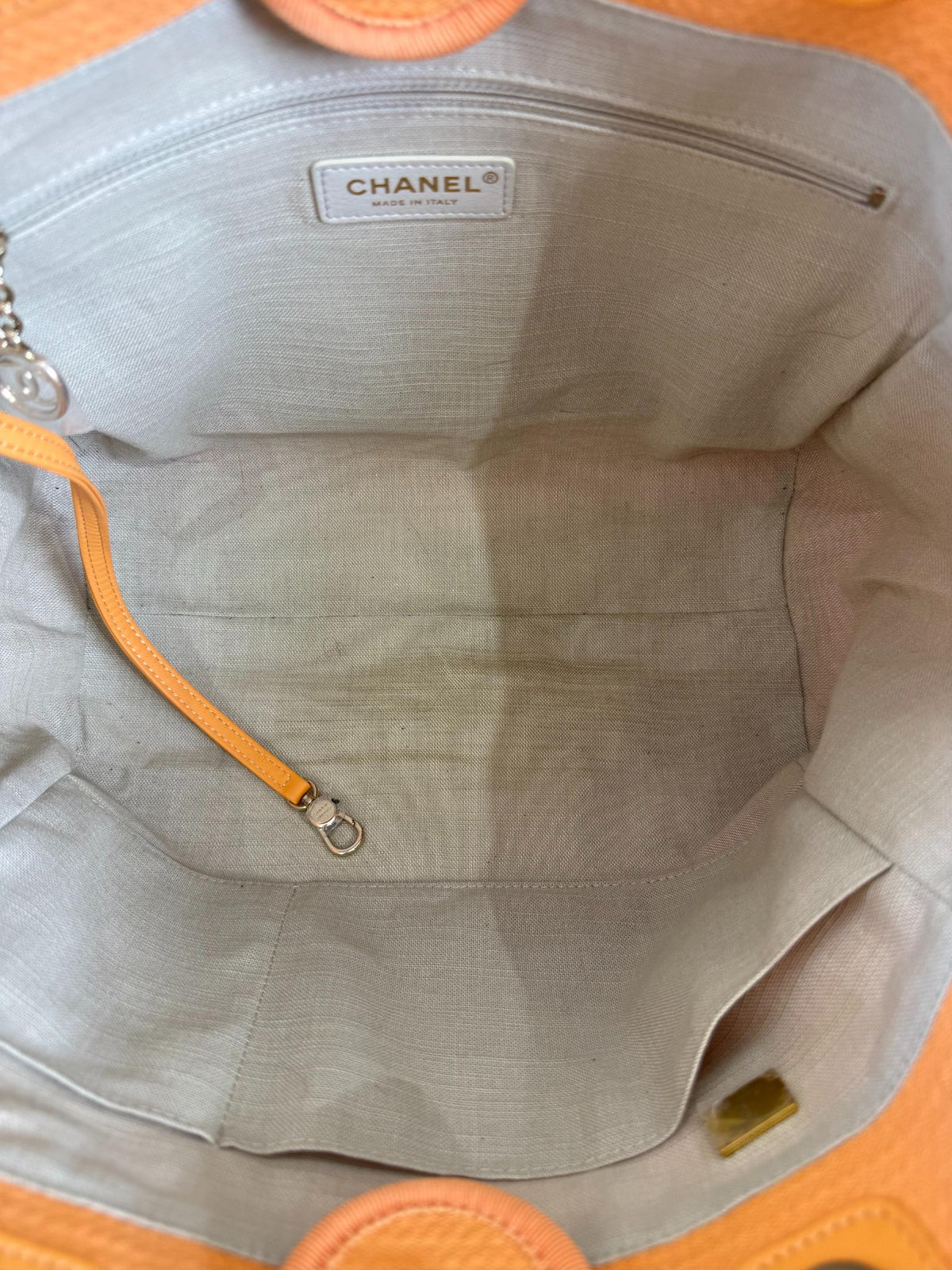 Chanel Deauville Medium Light Orange Canvas Shopping Bag