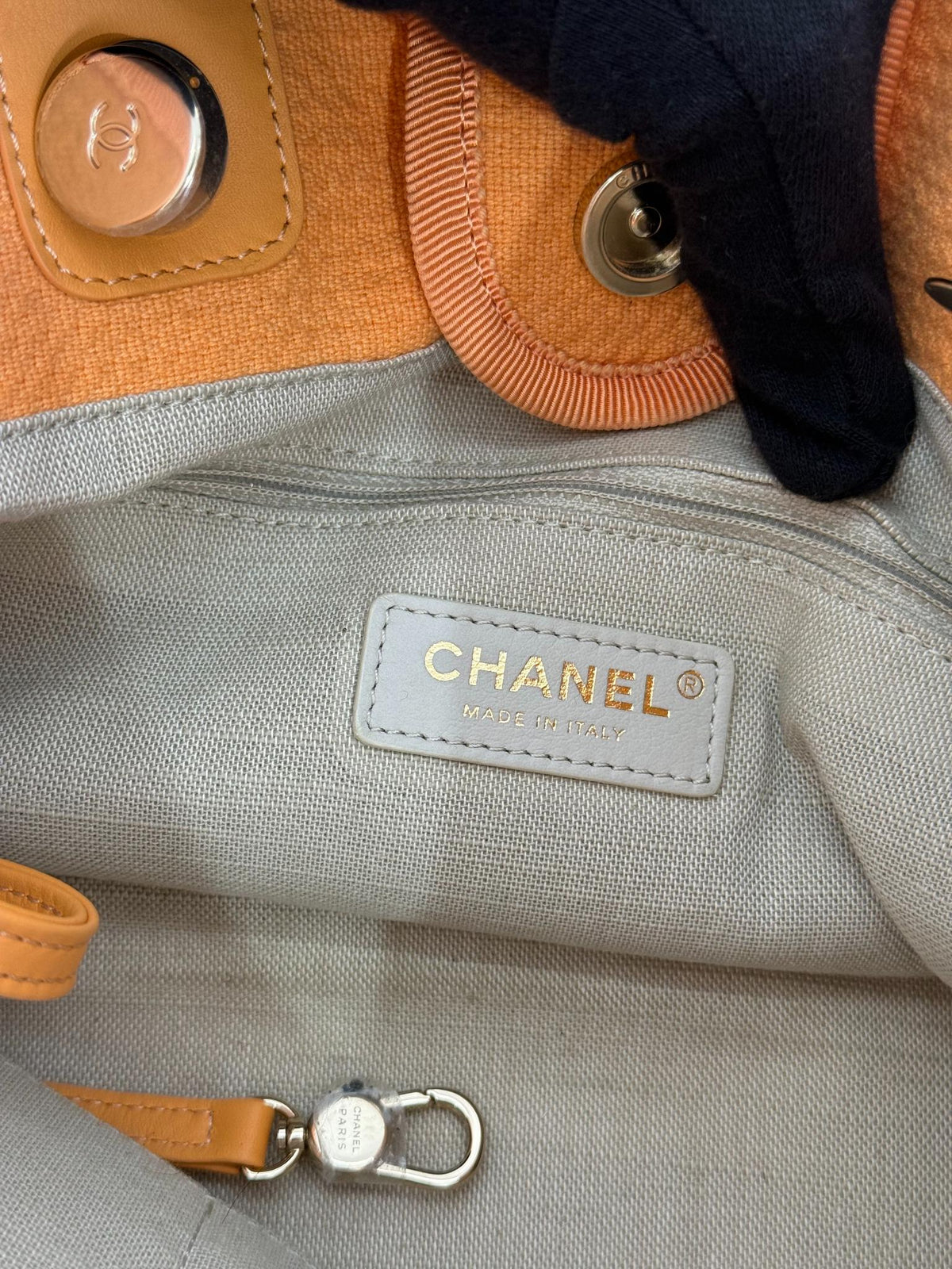 Chanel Deauville Medium Light Orange Canvas Shopping Bag