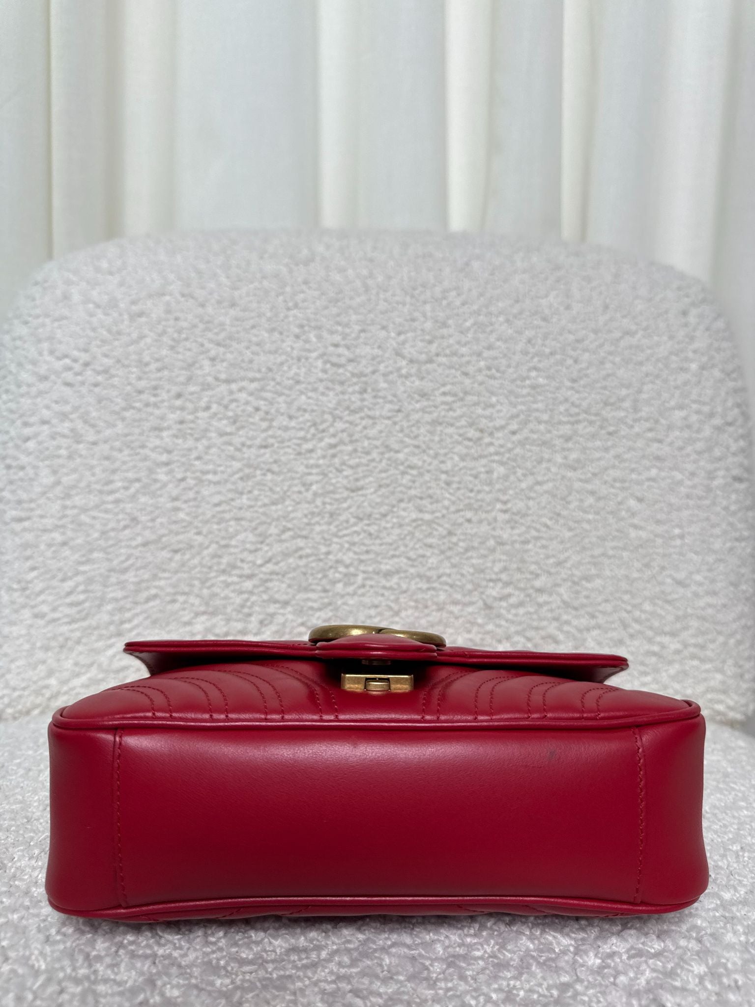 Gucci GG Marmont Small Matelassé Red Leather Shoulder Bag