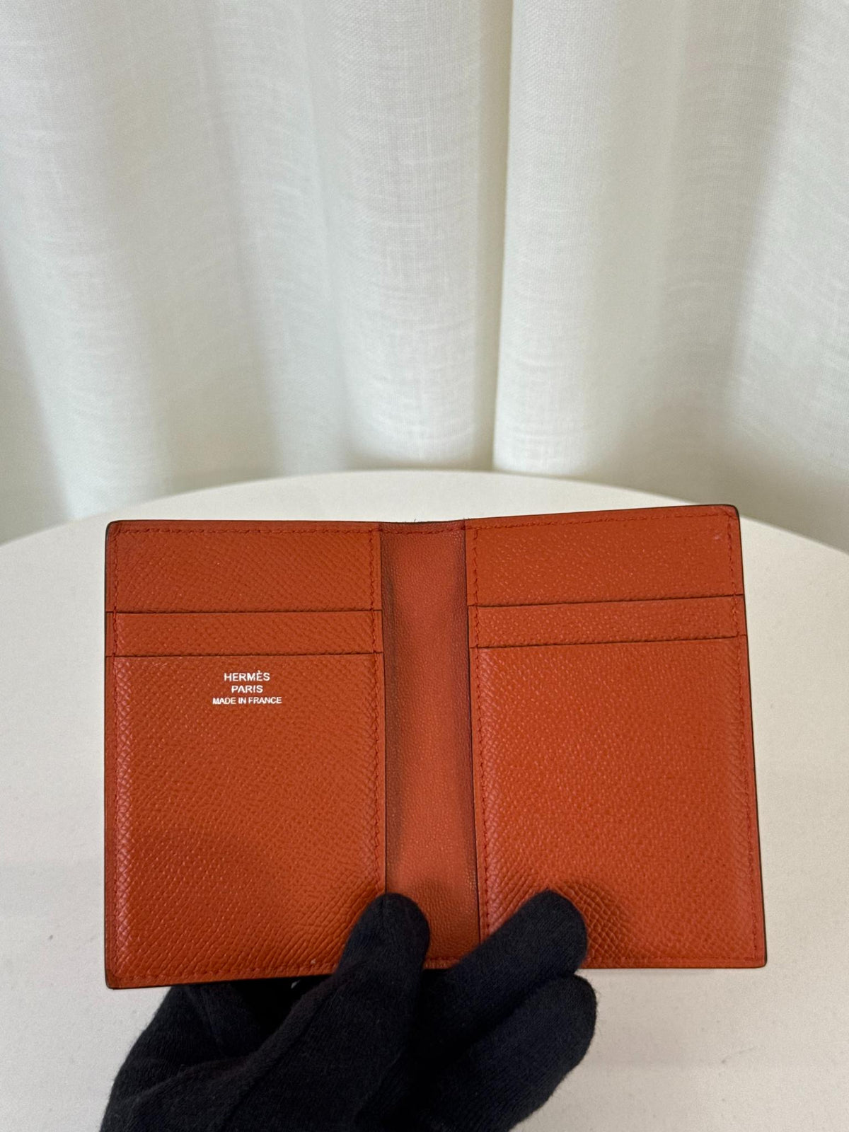 Hermès Calvi Duo Compact Card Holder Orange