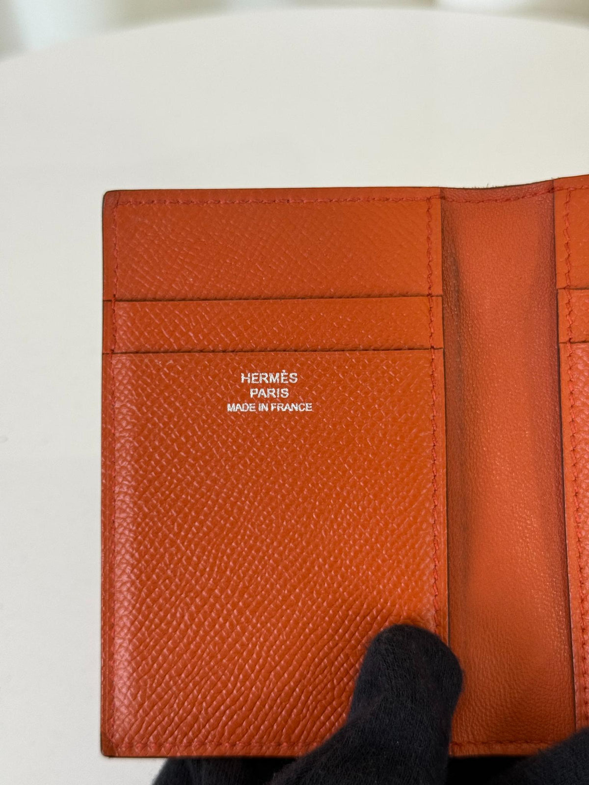 Hermès Calvi Duo Compact Card Holder Orange