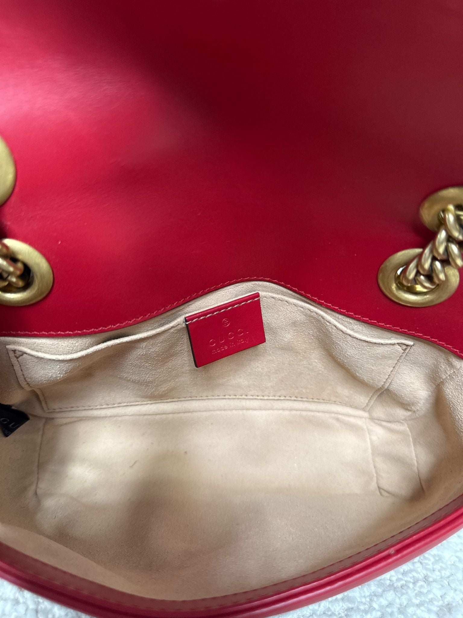 Gucci GG Marmont Small Matelassé Red Leather Shoulder Bag