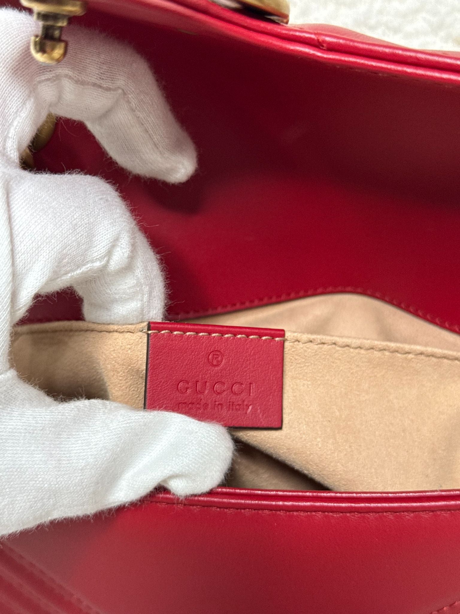 Gucci GG Marmont Small Matelassé Red Leather Shoulder Bag