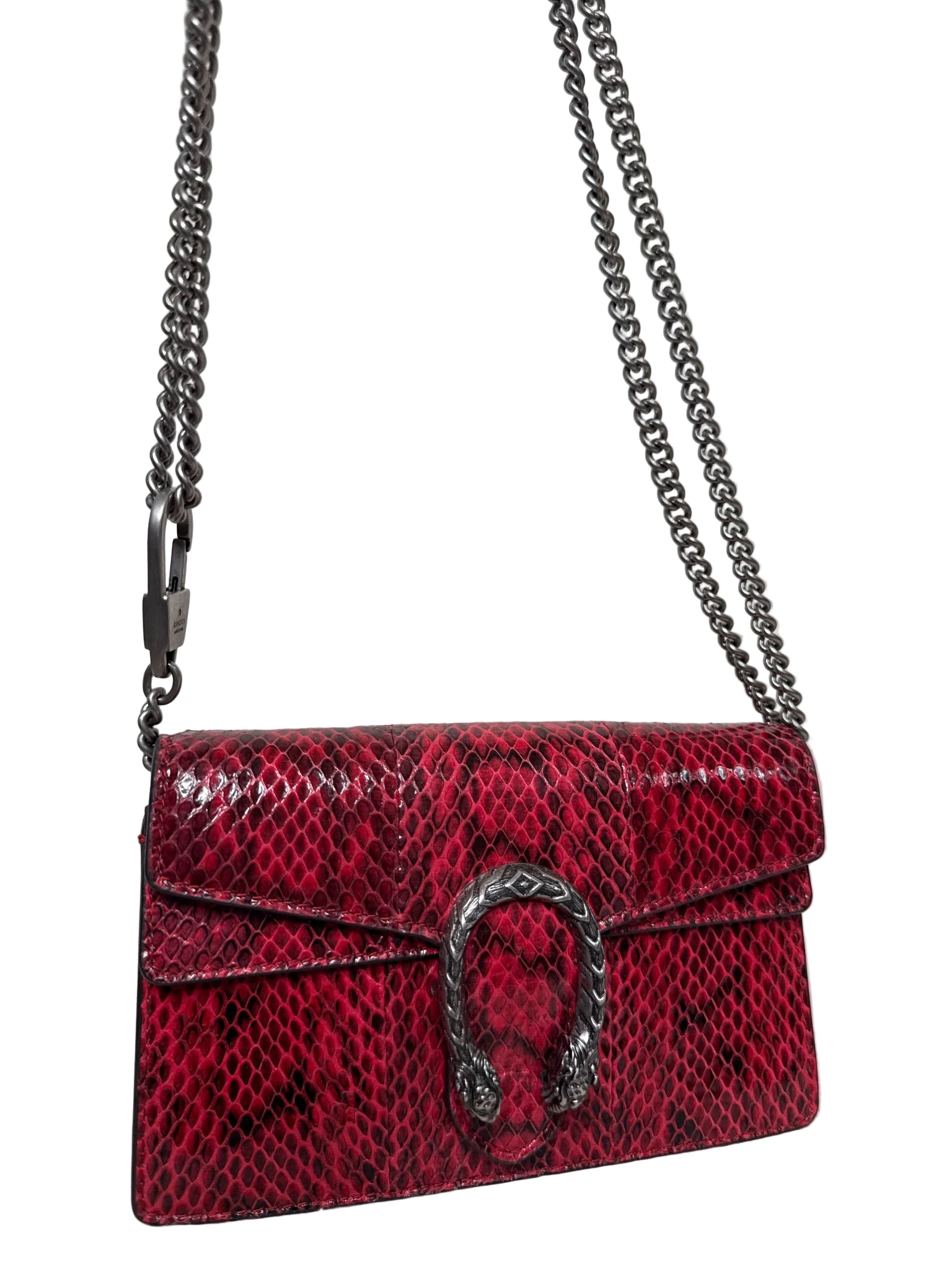 Gucci Super Mini Dionysus Red Python Leather Chain Bag