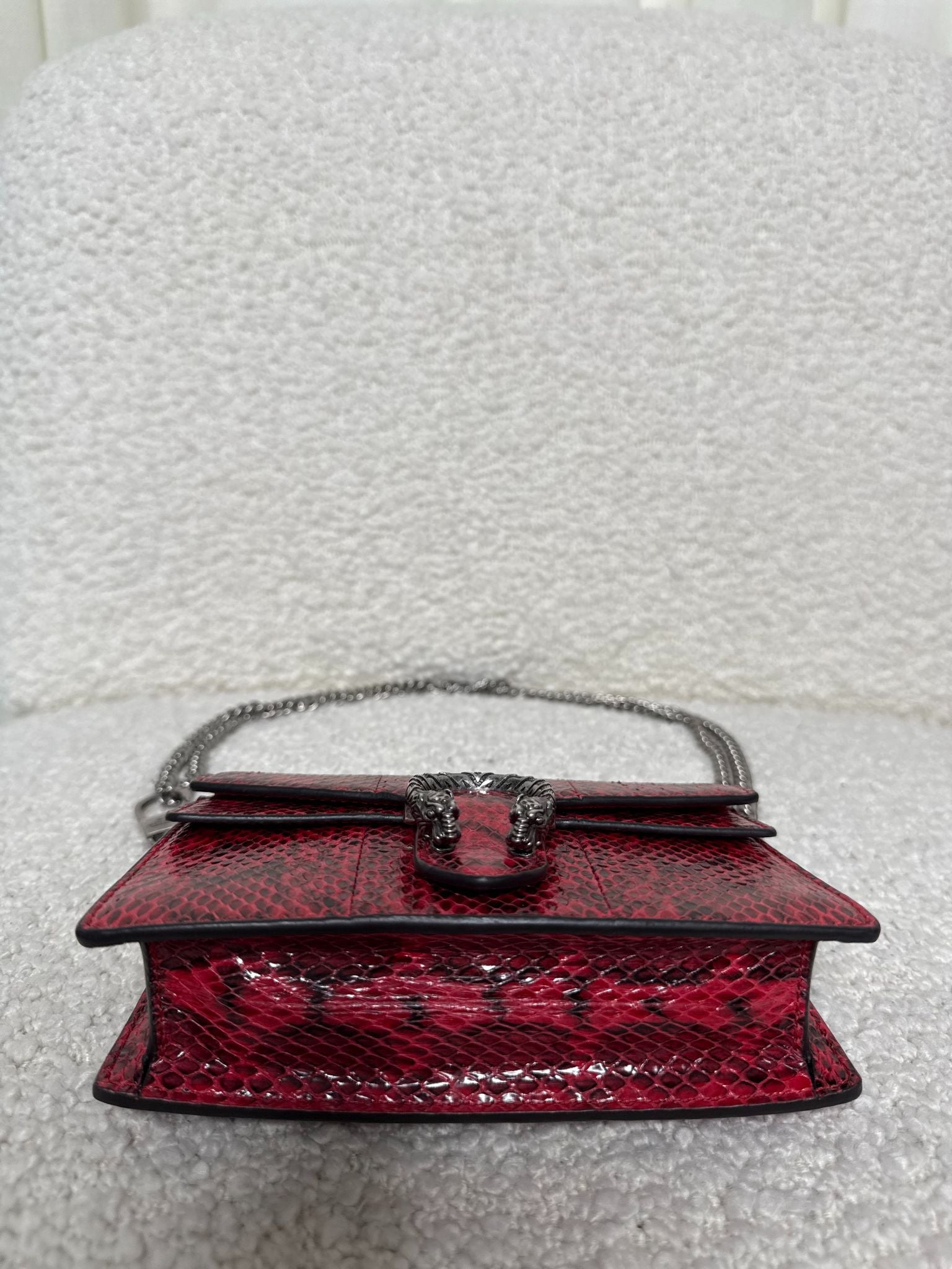 Gucci Super Mini Dionysus Red Python Leather Chain Bag