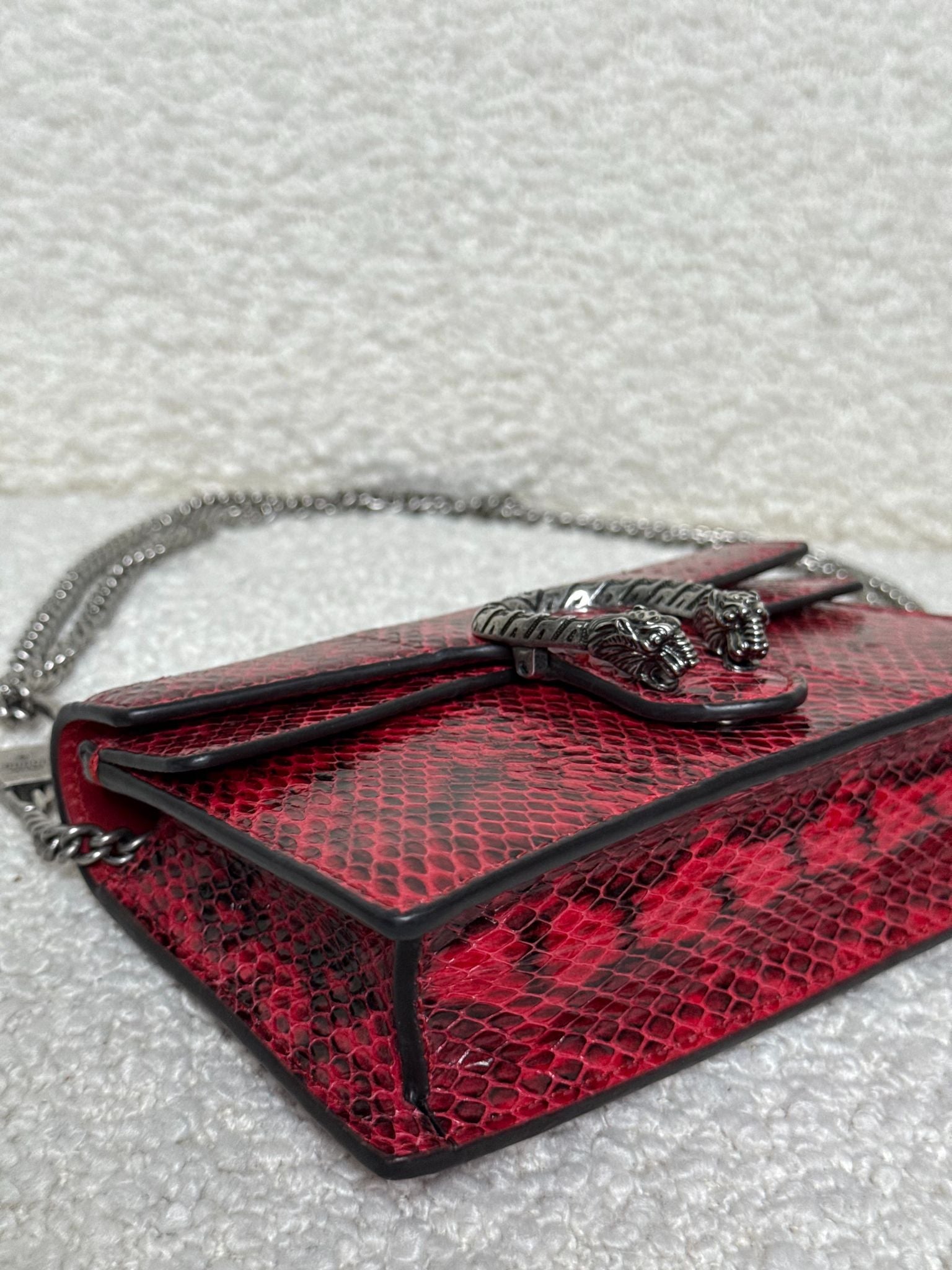 Gucci Super Mini Dionysus Red Python Leather Chain Bag