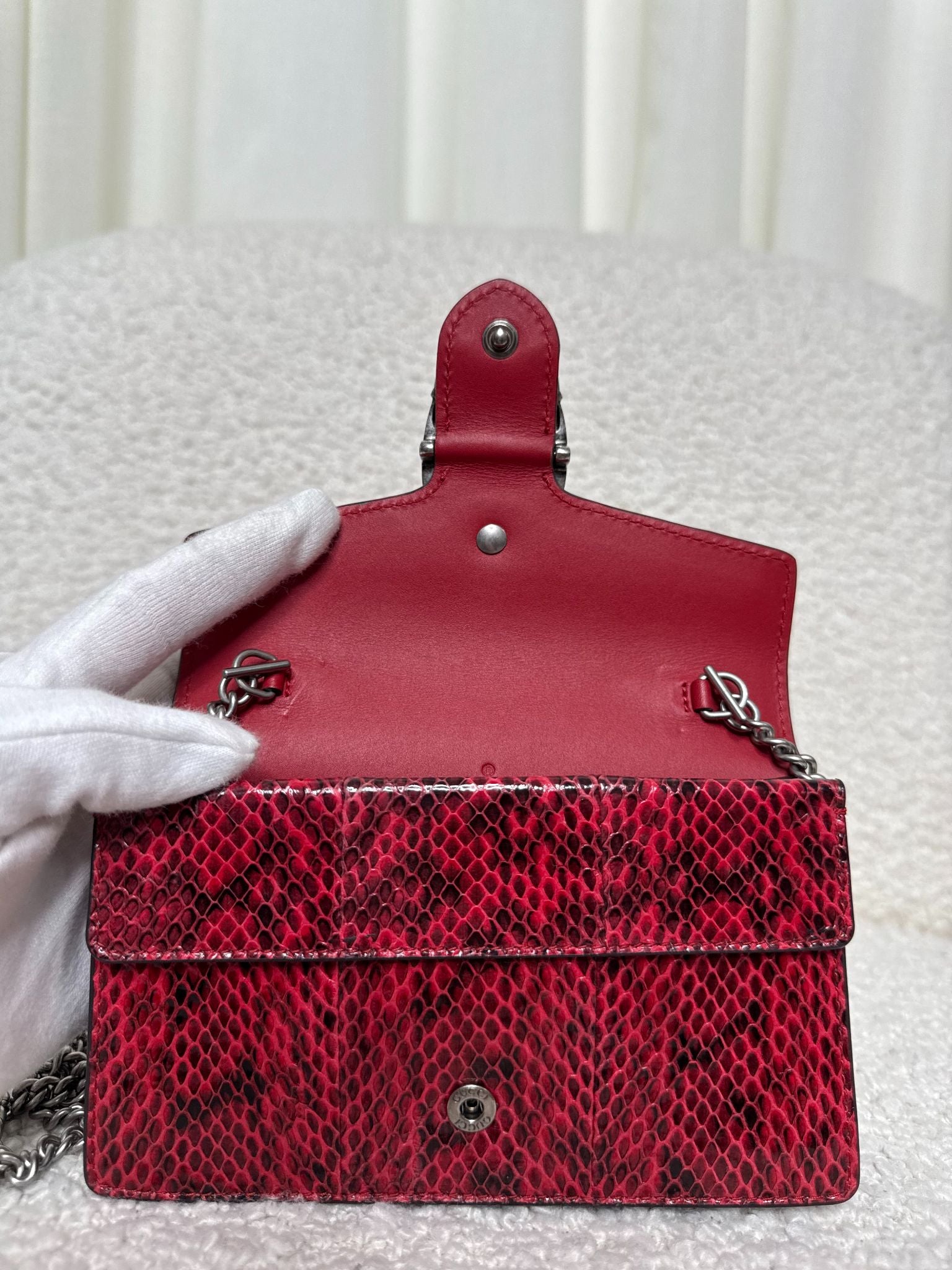 Gucci Super Mini Dionysus Red Python Leather Chain Bag