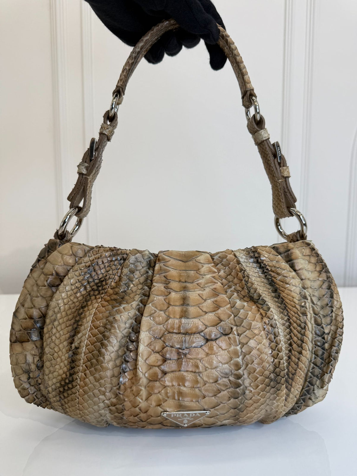 Prada Vintage Brown Python Leather Shoulder Bag