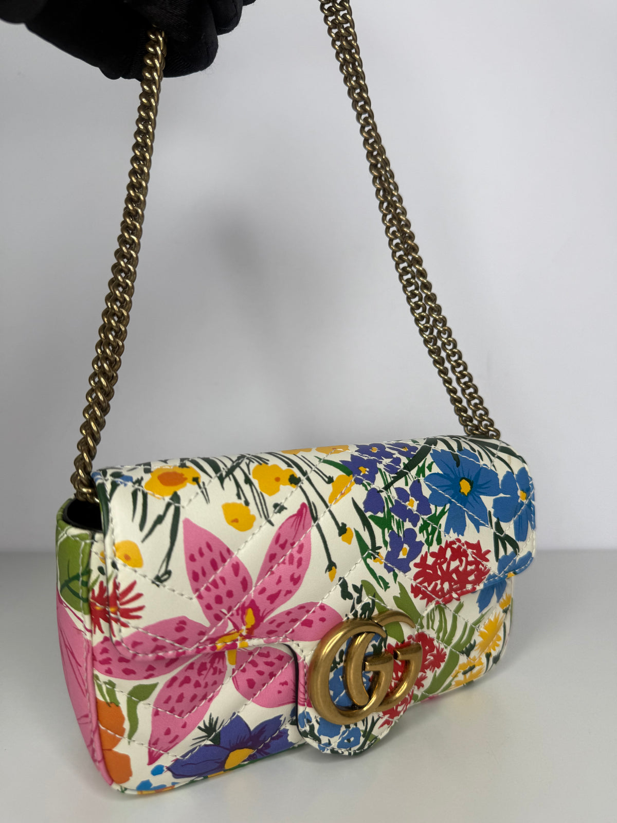 Gucci x Ken Scott Limited Edition Floral Print GG Marmont Mini Shoulder Bag