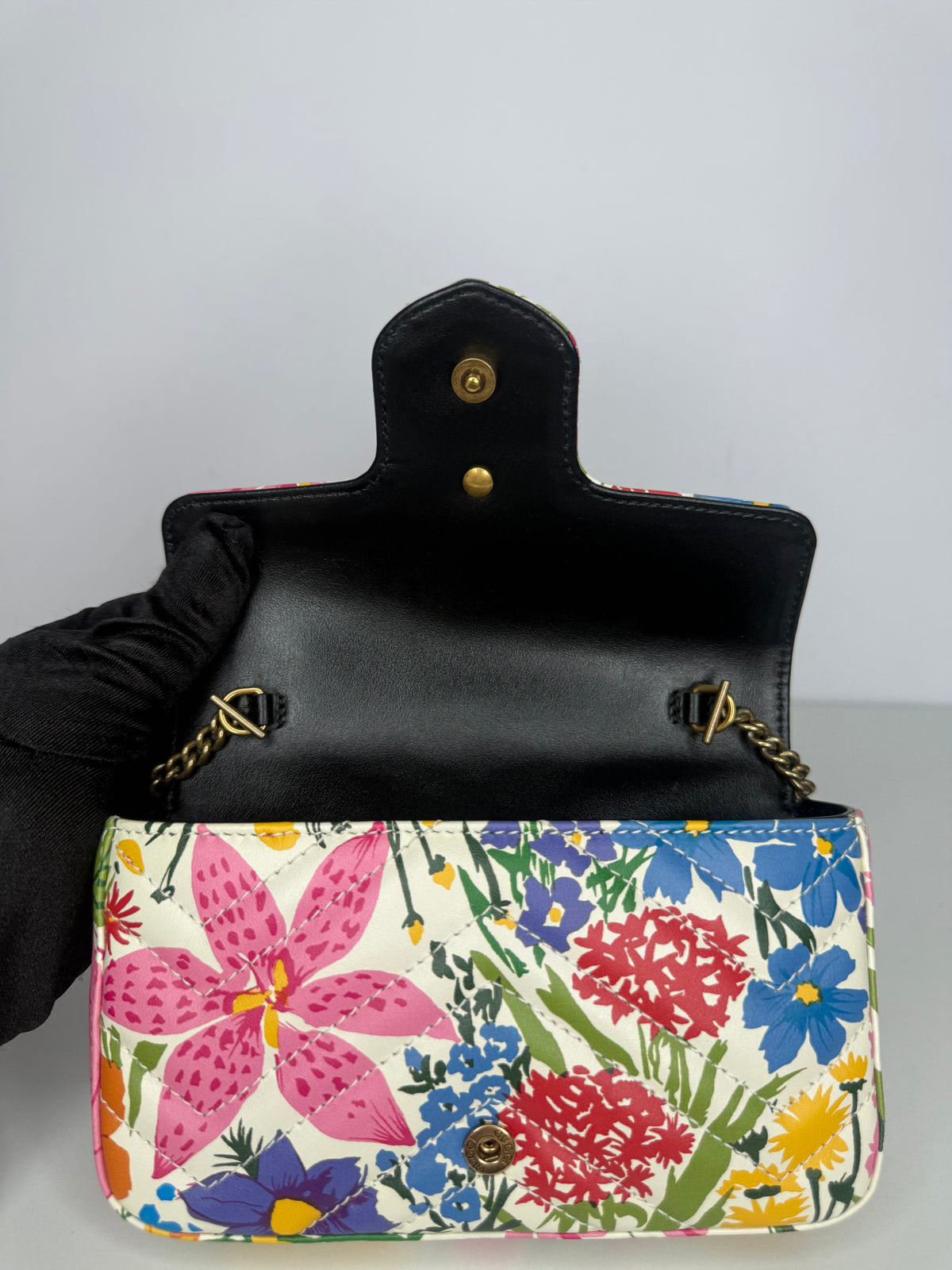 Gucci x Ken Scott Limited Edition Floral Print GG Marmont Mini Shoulder Bag