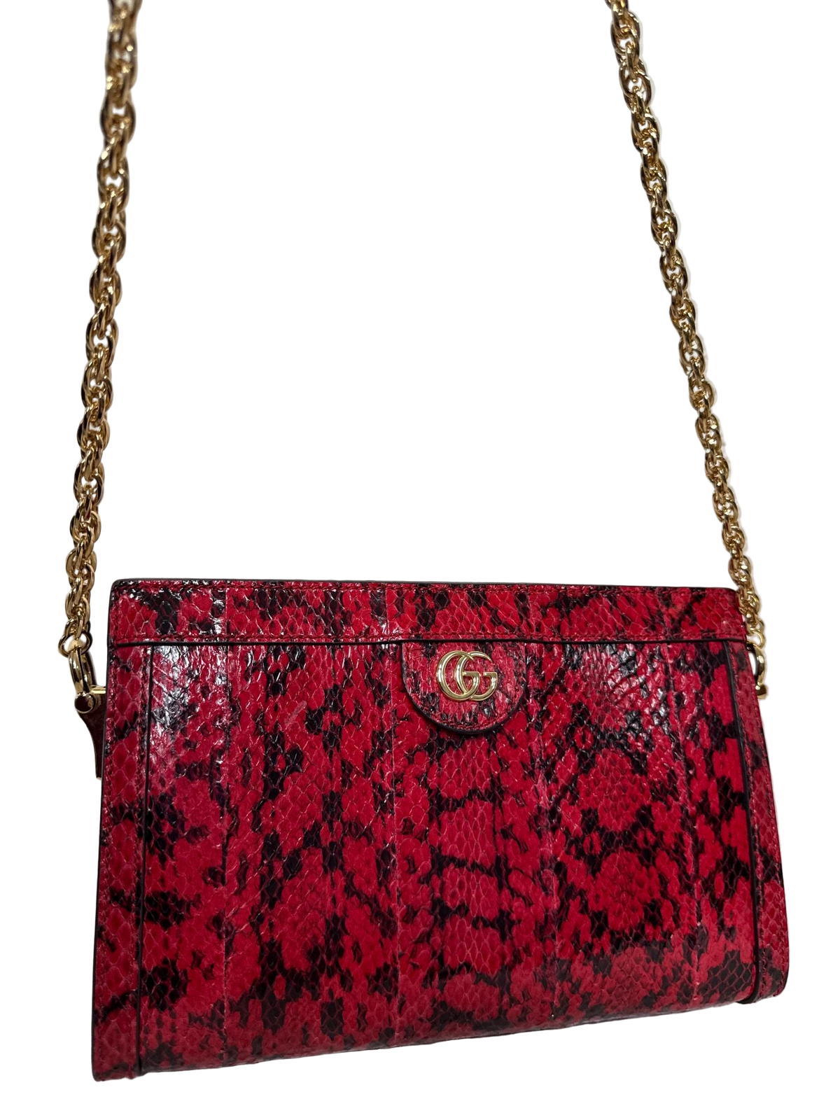 Gucci Small Red Python Leather Ophidia Chain Bag
