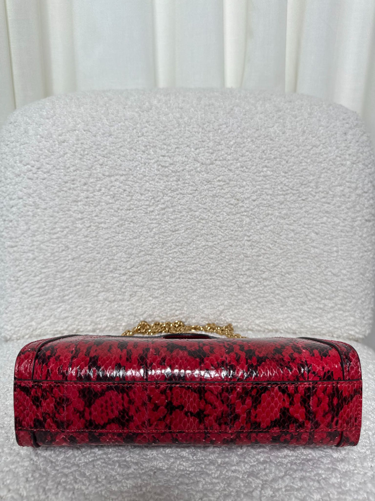 Gucci Small Red Python Leather Ophidia Chain Bag