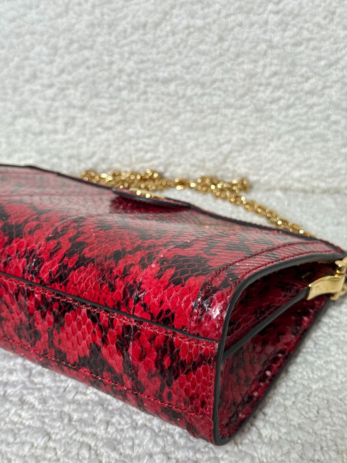 Gucci Small Red Python Leather Ophidia Chain Bag