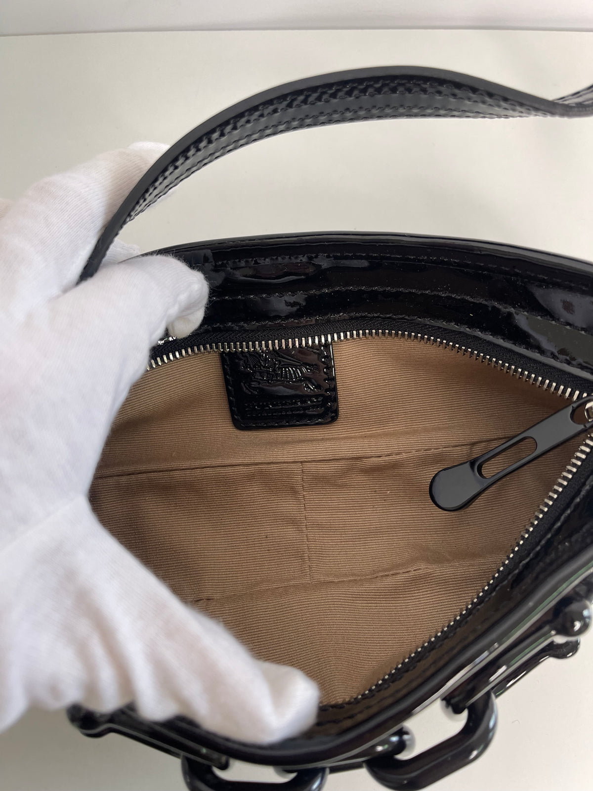 Burberry Nova Check Coated Canvas and Patent Leather Pochette