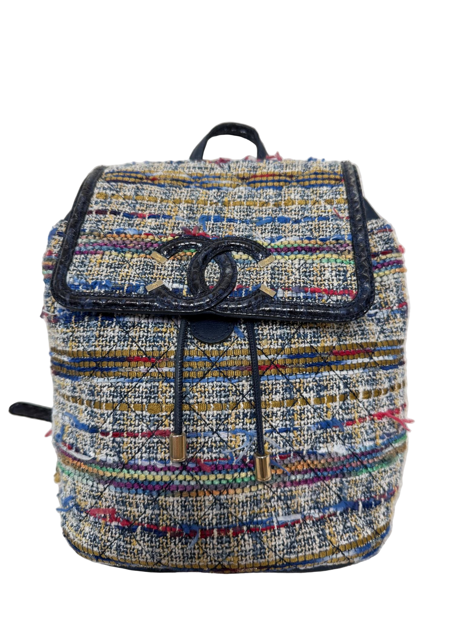 Chanel Dark Blue Multicolor Snakeskin Filigree Backpack