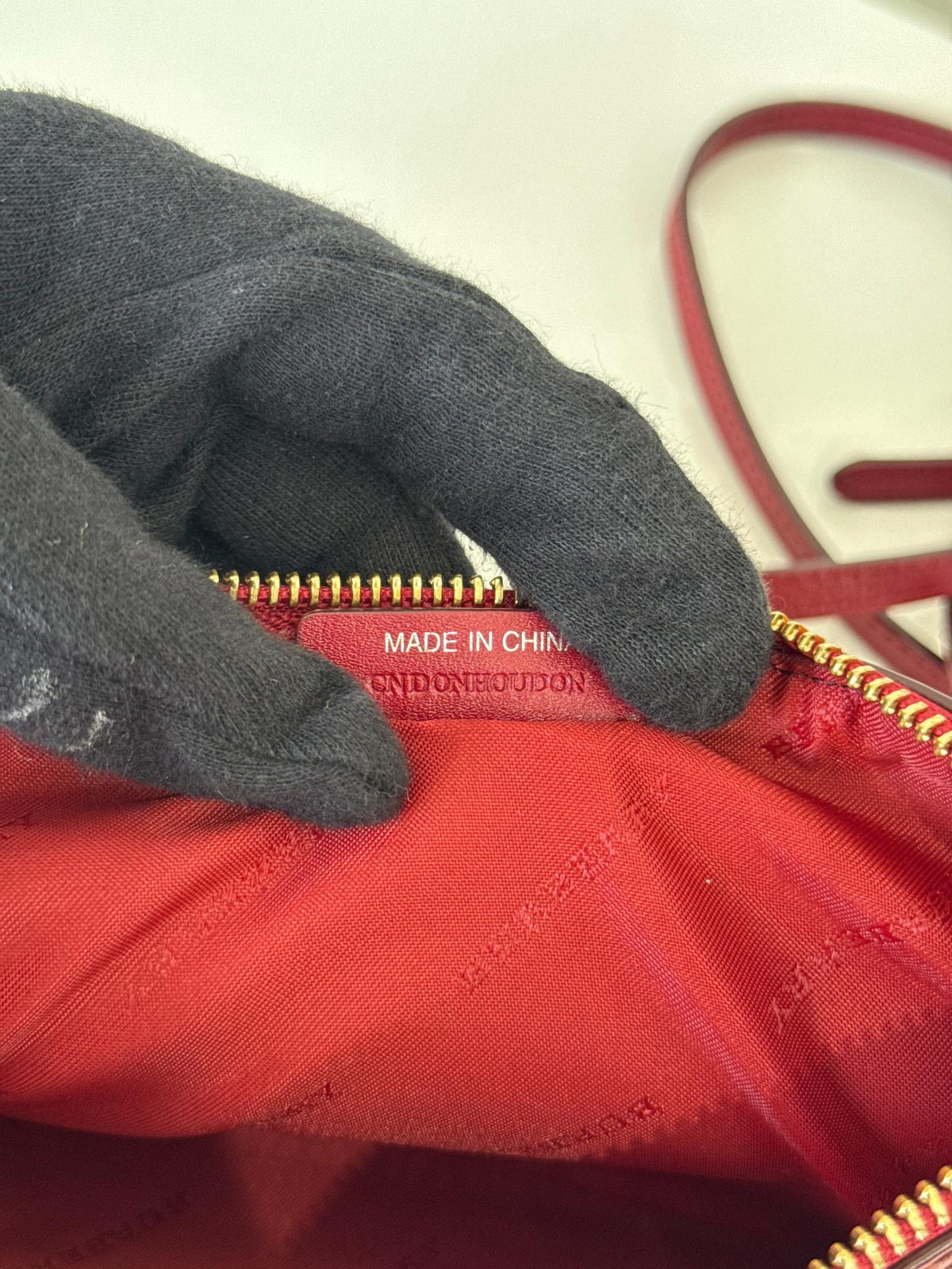 Burberry Red/Beige Haymarket Check Coated Canvas Peyton Crossbody Bag