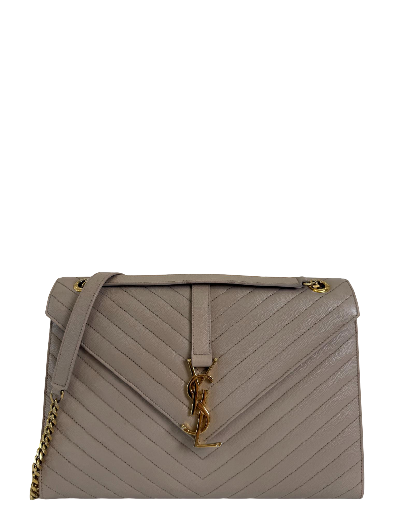 Saint Laurent Beige Grain De Poudre Large Envelope Bag