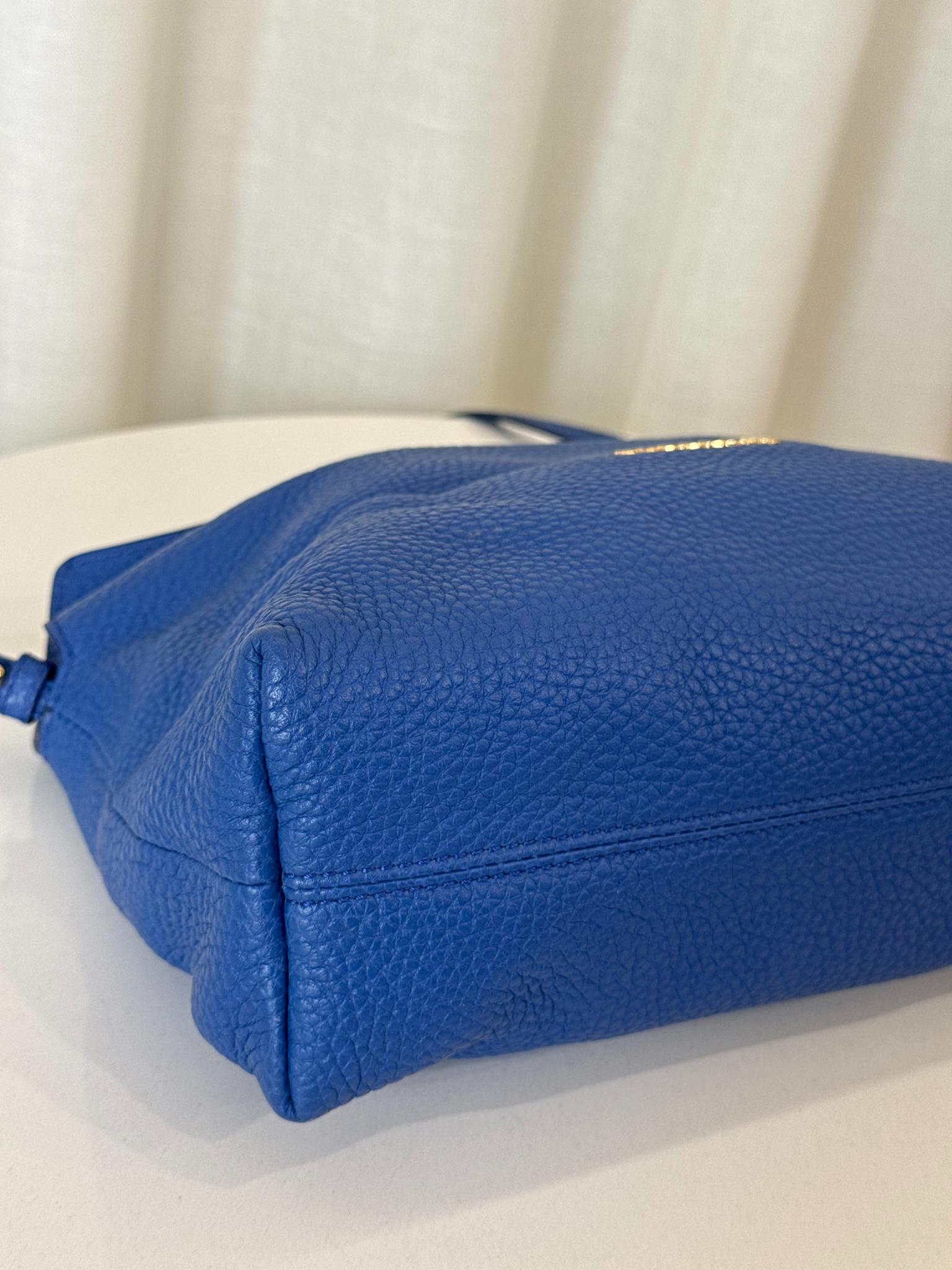 Burberry Small Leah Blue Grained Leather Crossbody Bag