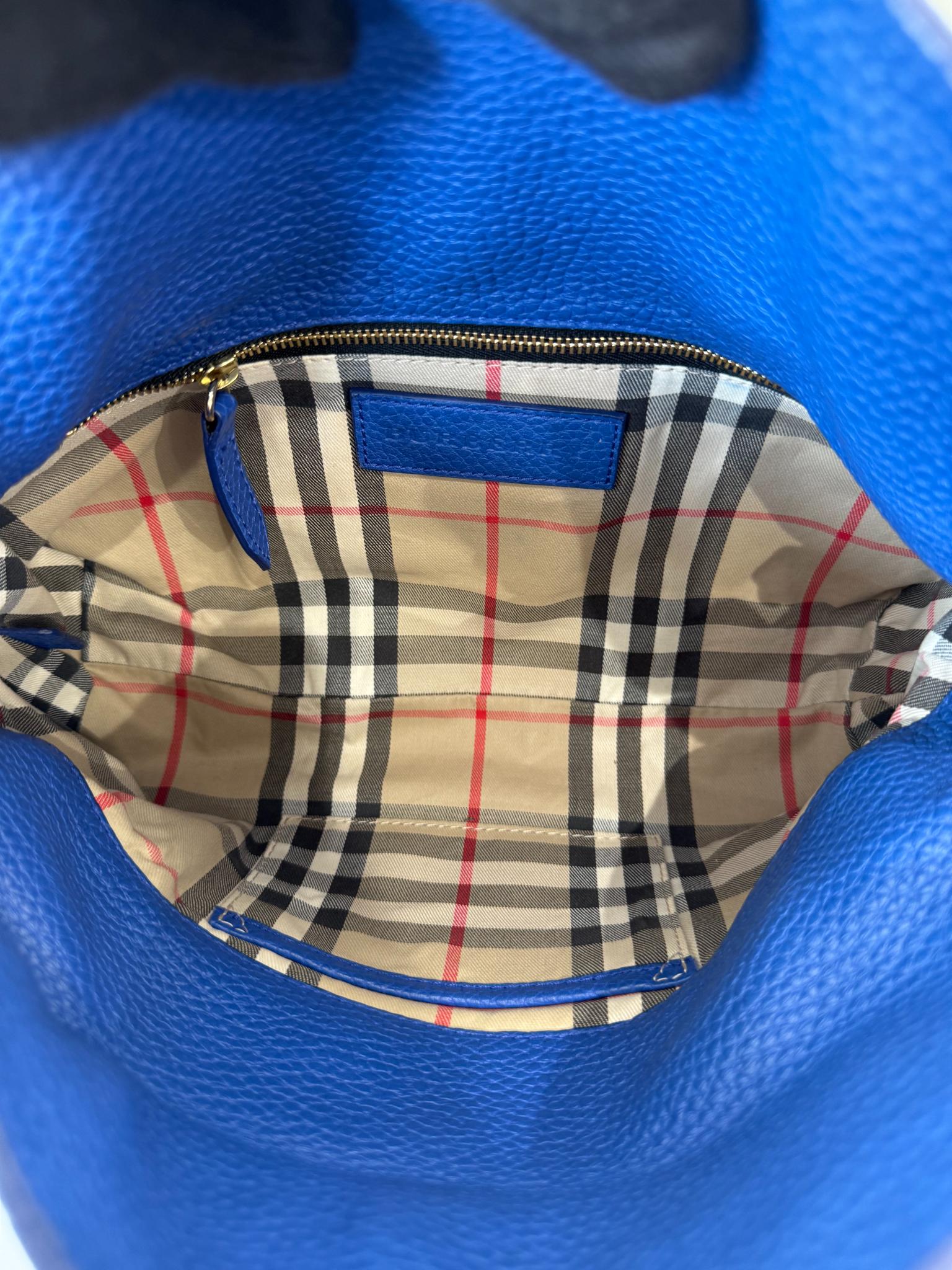 Burberry Small Leah Blue Grained Leather Crossbody Bag