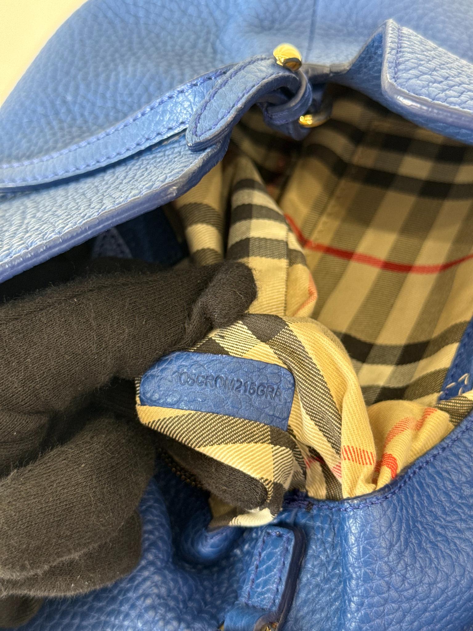 Burberry Small Leah Blue Grained Leather Crossbody Bag