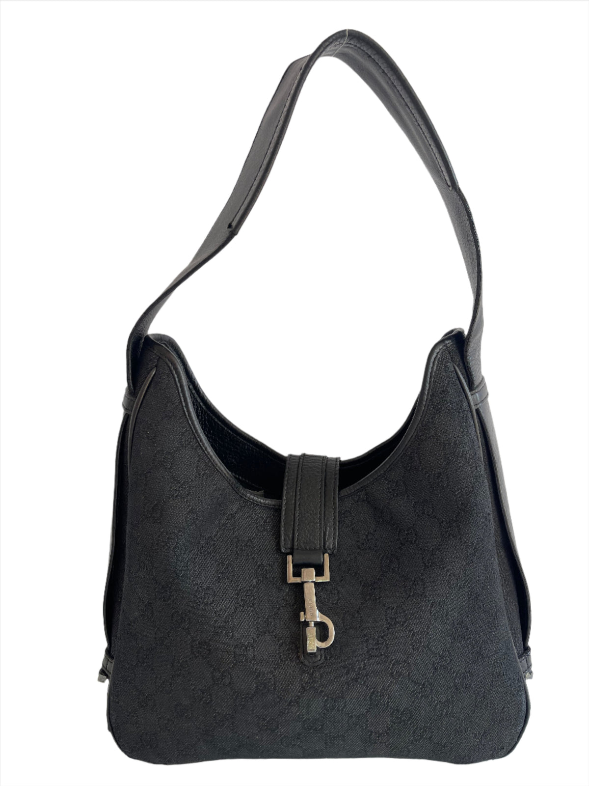 Gucci Jackie Vintage Black GG Canvas Shoulder Bag