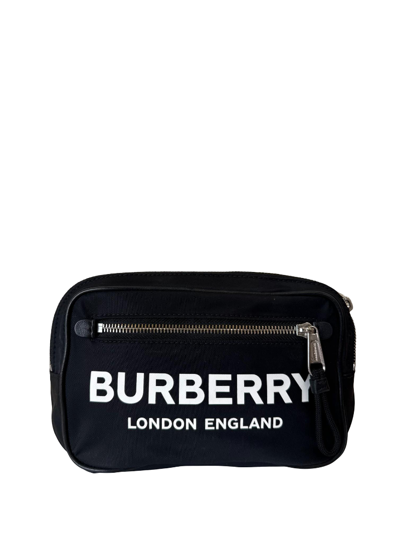 Burberry Black Logo Print Nylon/Leather Belt Bag