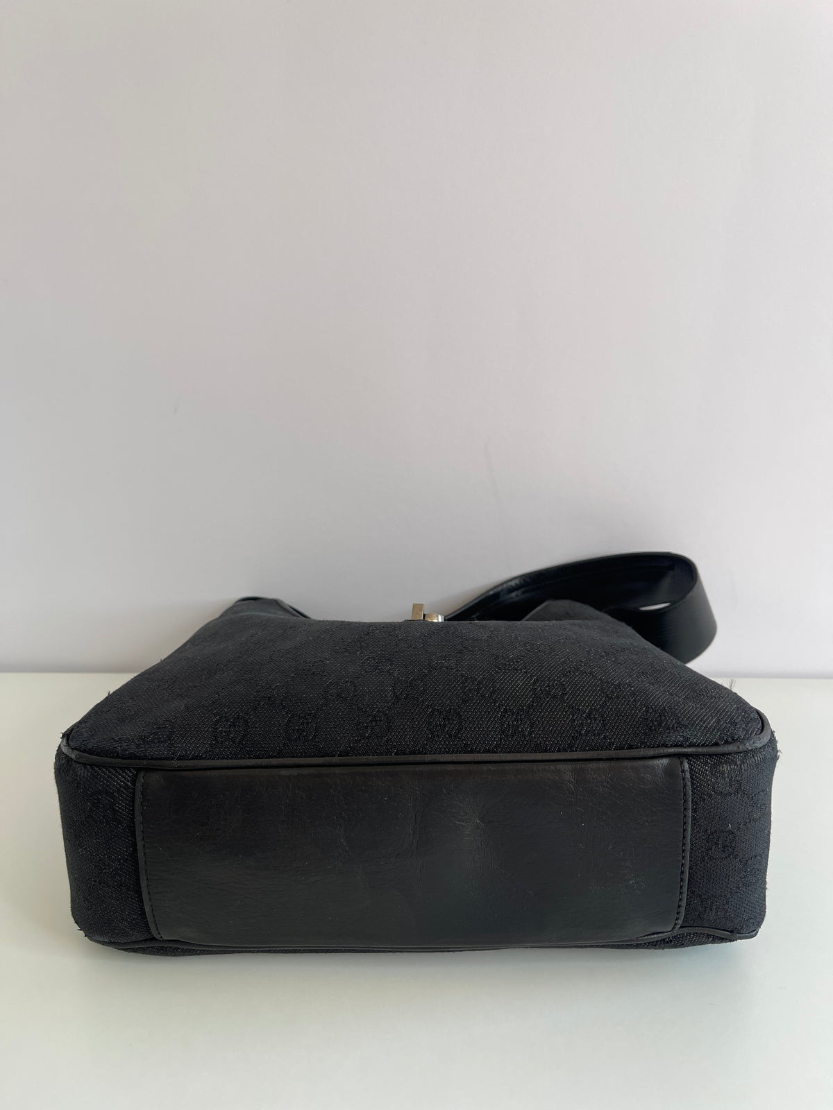 Gucci Jackie Vintage Black GG Canvas Shoulder Bag