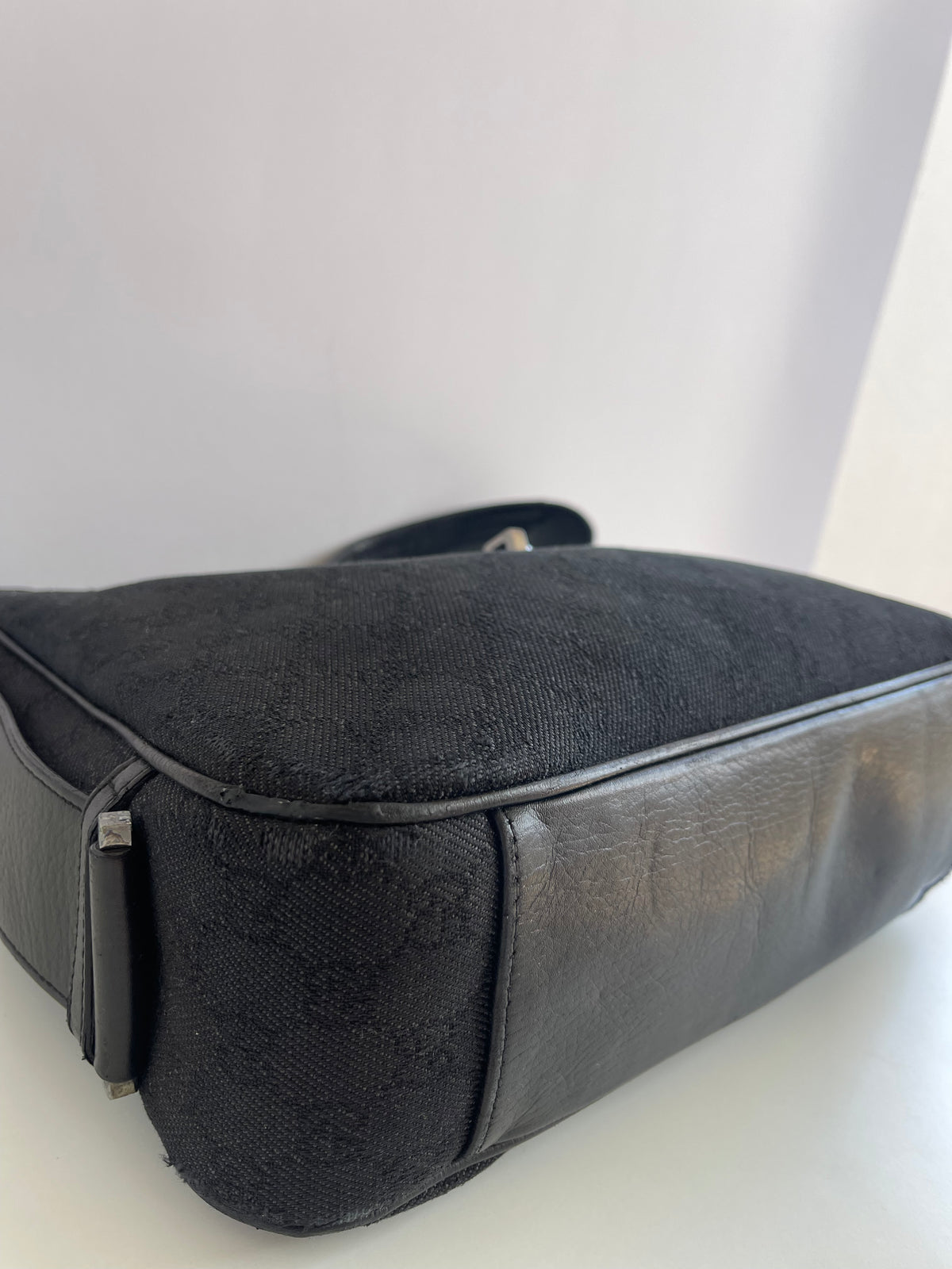 Gucci Jackie Vintage Black GG Canvas Shoulder Bag